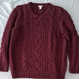 L.L. Bean Women's Cable Knit Sweater - Deep Red